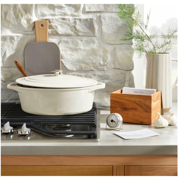 Brand New Hearth and Hand Wood Recipe Box with Gold Tone Metal Lid - Picture 10 of 10